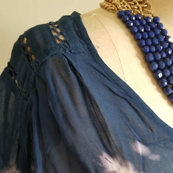 FREE PEOPLE Oversized tie and dyed sheer chiffon top - Picture 4 of 13